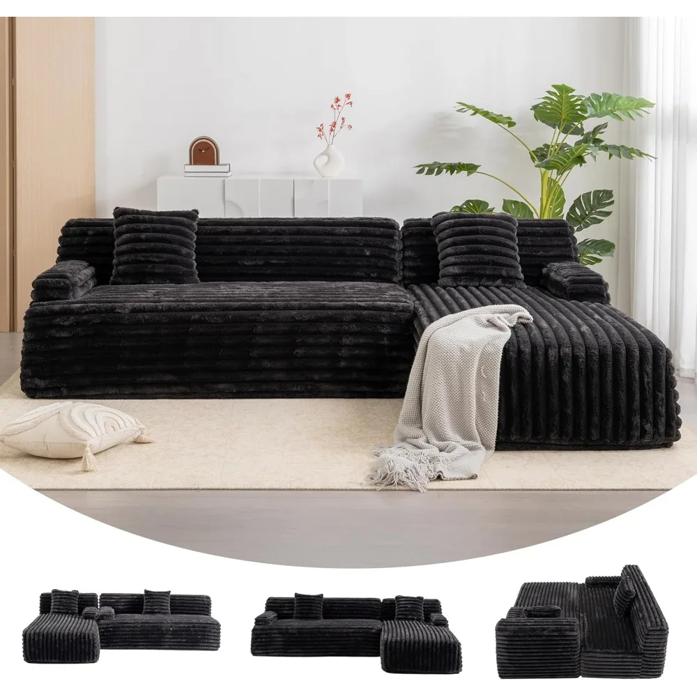 

Большой диван-облако размером 110 дюймов, L-образный модульный секционный диван с глубоким сиденьем, удобные плюшевые диваны для гостиной, без сборки