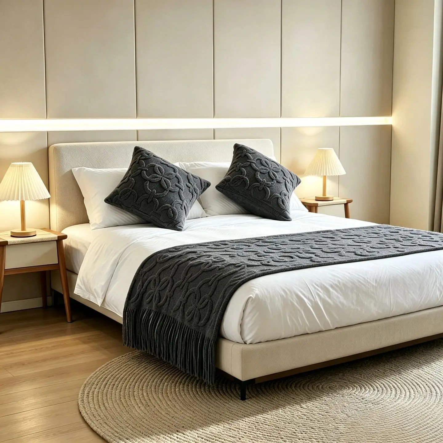 Luxury Knitted Bed Runner, Solid Bed Scarf for Hotel & Homestay Showroom, Simple Nordic Style Bed Scarf, Bed Cover Throw Blanket