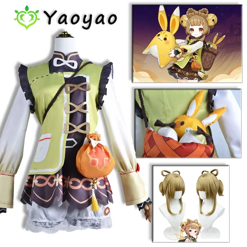 Yaoyao Cosplay Genshin Impact Cosplay Kostuum Voor Vrouwen Kinderen Lolita Jurk Mooie Uniform Halloween Feest Cosplay Yaoyao Outfit