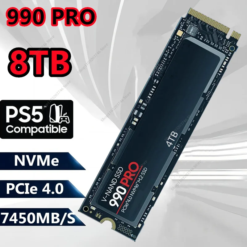 

New 990 PRO 1TB 2TB 4TB 8TB M.2 2280 SSD NVMe PCIe 4.0 X 4 Internal Solid State Drive PlayStation 5 Laptop Desktop PS4