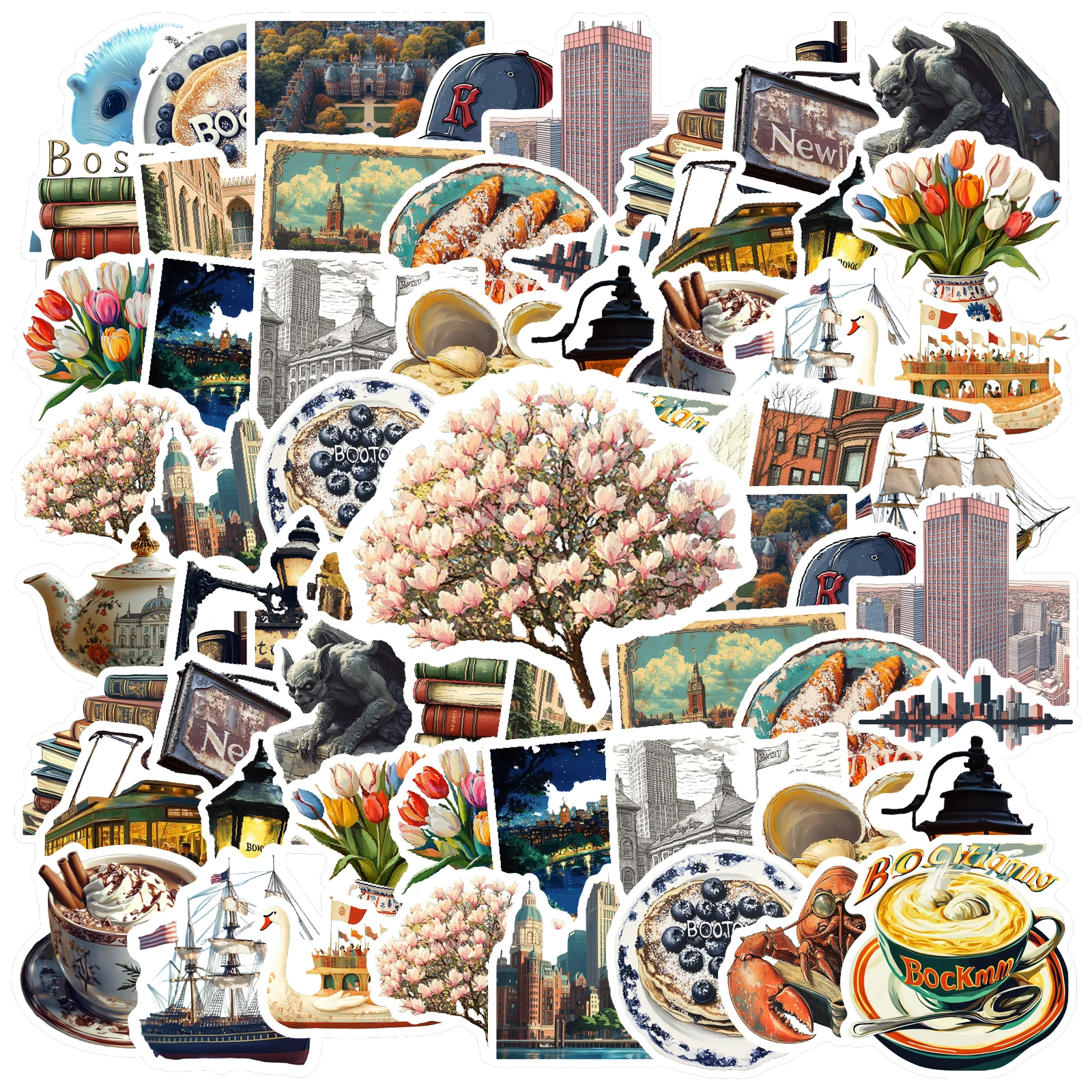 

35-150 шт. художественные наклейки, винтажные ретро наклейки, наклейки с городской пейзажем для гитары, чемодана, телефона