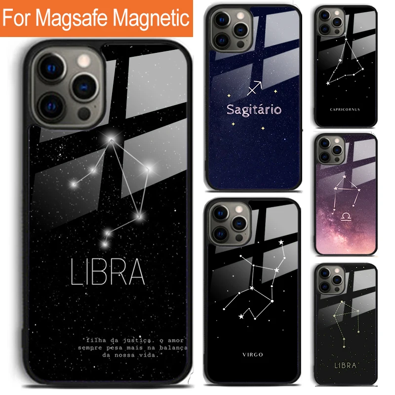 Aries Leo Libra Pisces Virgo Capricorn Aquarius Phone Case For iPhone 16 15 14 13 12 11 Pro Max Plus Magsafe Magnetic Cover