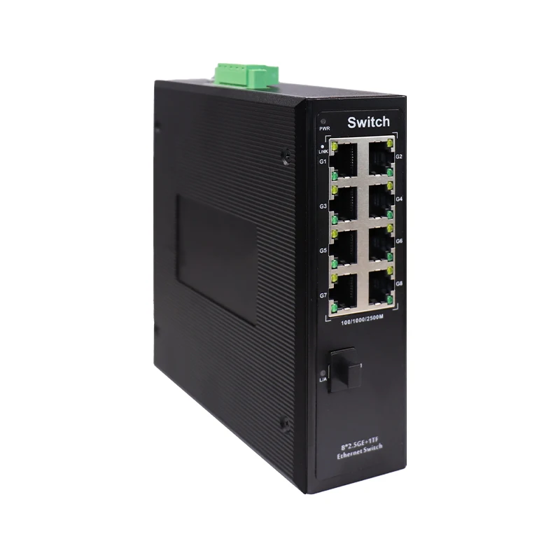 JT-COM 10GbE Uplink 2.5G SFP Industrial PoE Switch 9-Port 2.5G POE Industrial Switch, 8*2500M POE RJ45 Ports + 1*10G SFP+ Slot