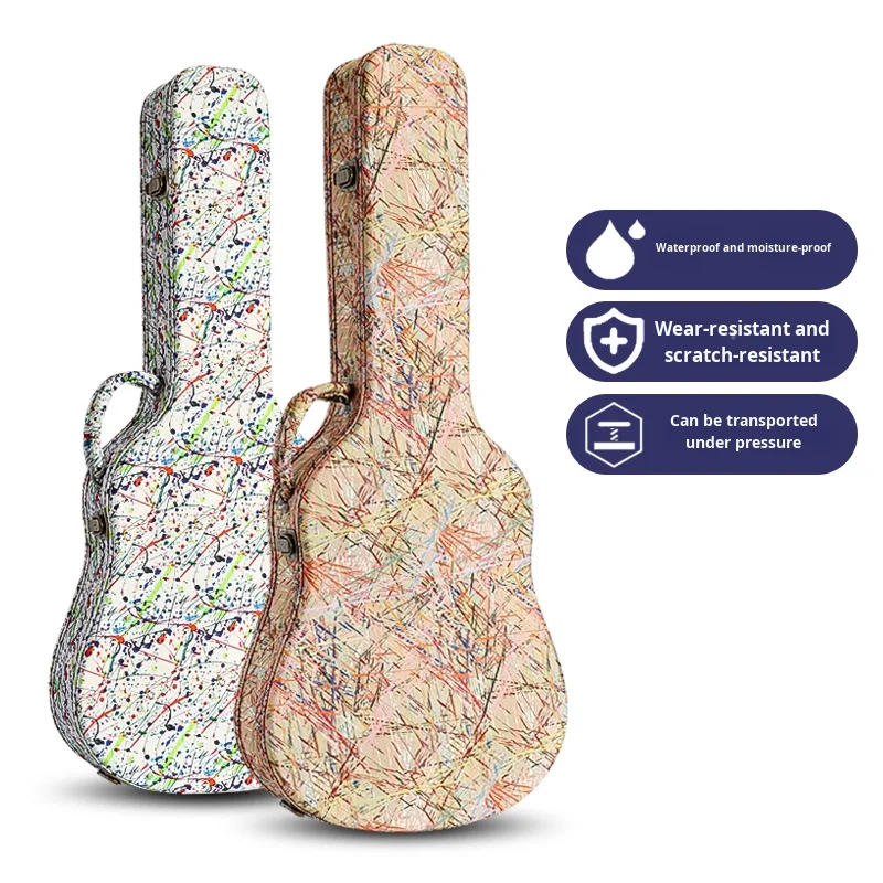 40inch 41inch Folk Acoustic Guitar Case Waterproof Moisture-Proof Hard Case Bag Anti-Pressure Anti-Fall Feature for Check-in
