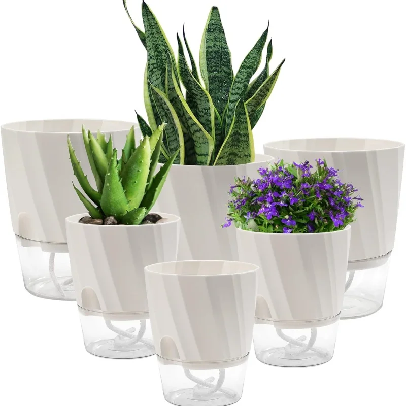 

New Lazy Self Watering Pots Green Rose Plant Small Flower Pot Design Sense Transparent Hydroponics Plastic Basin Plant Planter