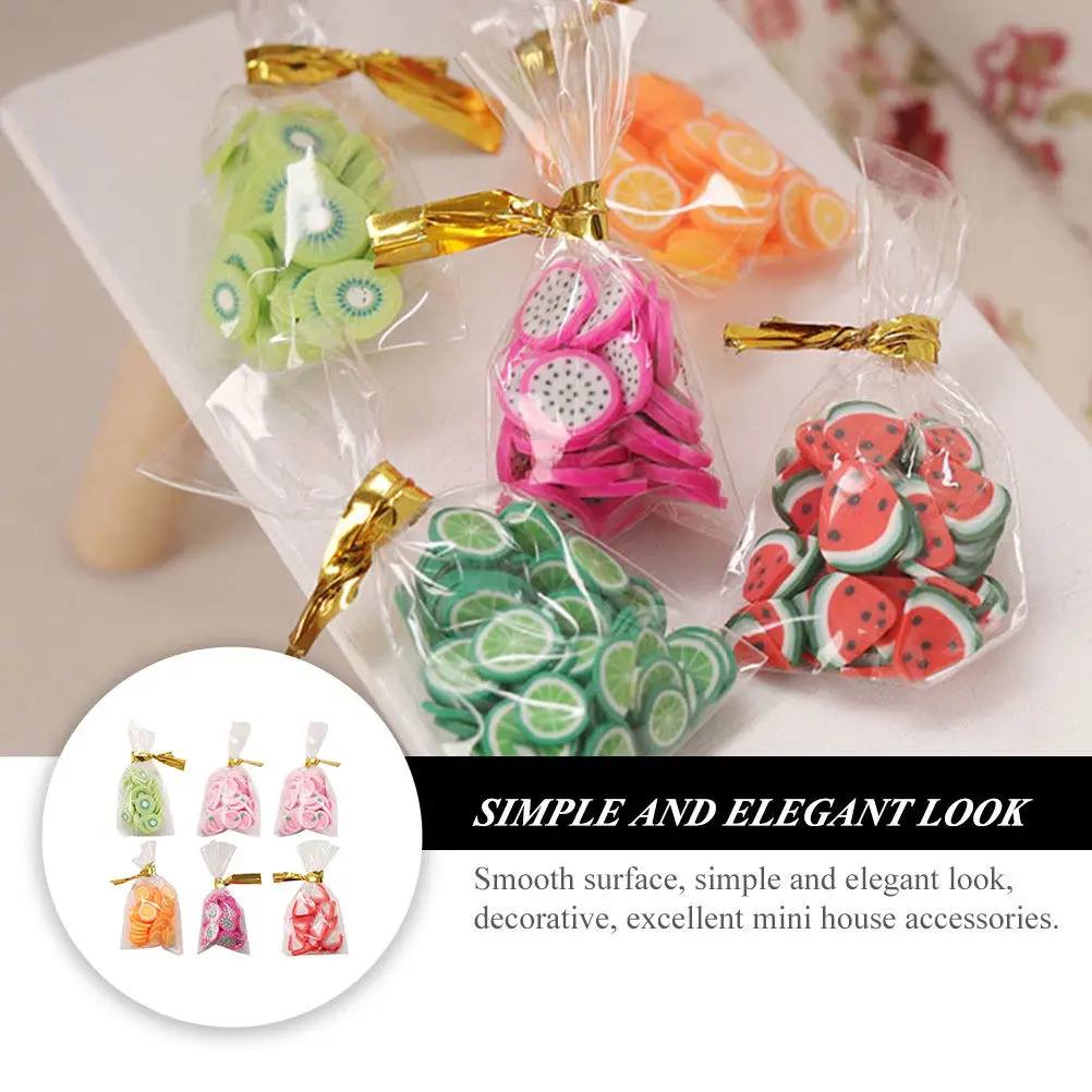 

6Pcs Mini Candy Snacks Set Realistic Packaged Snacks Ornaments for Mini House Decoration Photography Props Miniature Food Bags
