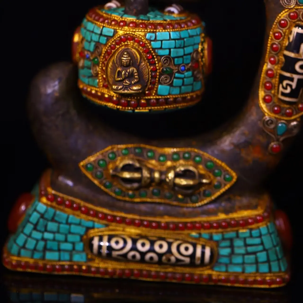 

Meteorite Mosaic Gem gZi Bead Turquoise Unicorn Statue Buddha Bell Buddhist Niche