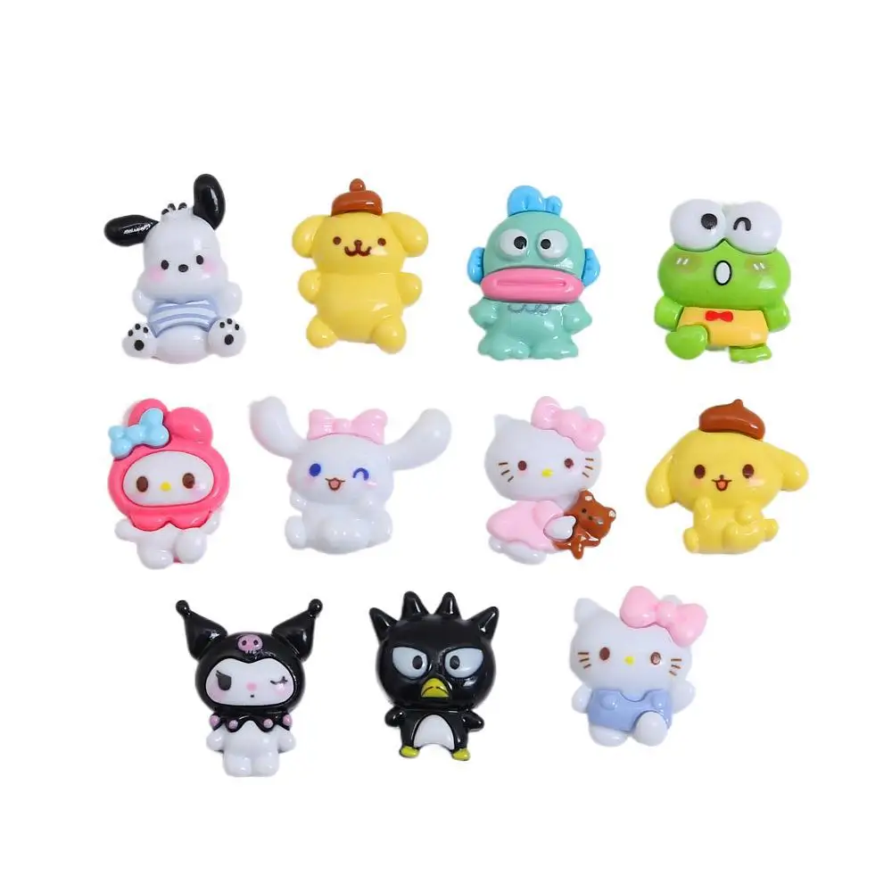 10 Stück Anime Mini Hello Kitty und Freunde Harz-Anhänger für Ohrstecker, Haarspangen, Nagel- und Handydekoration, Wasserbecher, DIY-Zubehör