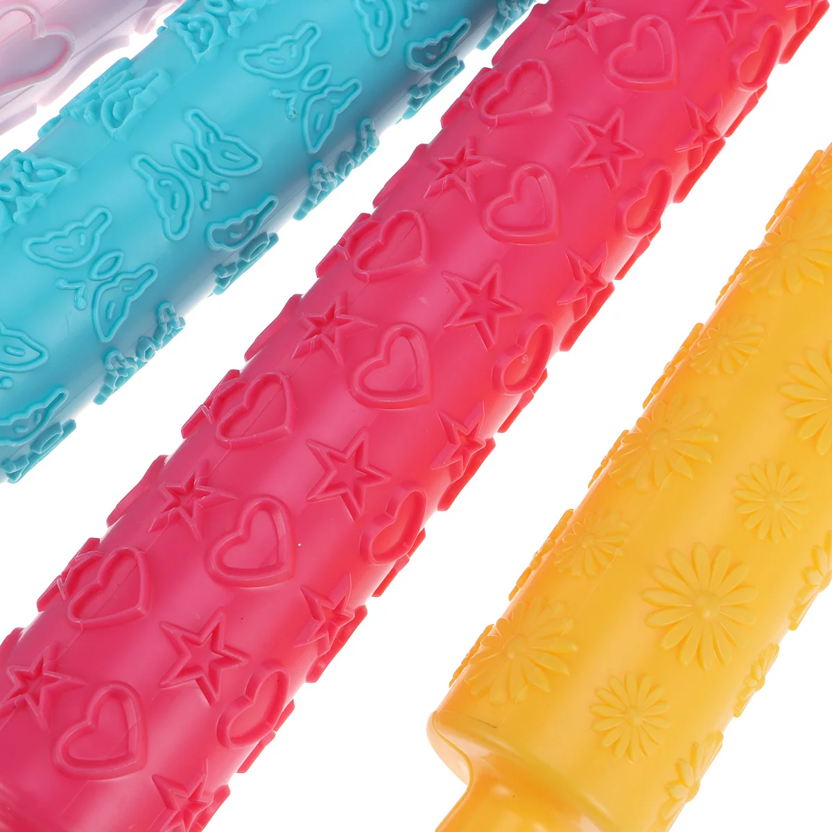 

6pcs Embossed Rolling Pin For Fondant Cake Baking Molds Diy Decorating Tool Non-Toxic Plastic Patterning Baking Accessories
