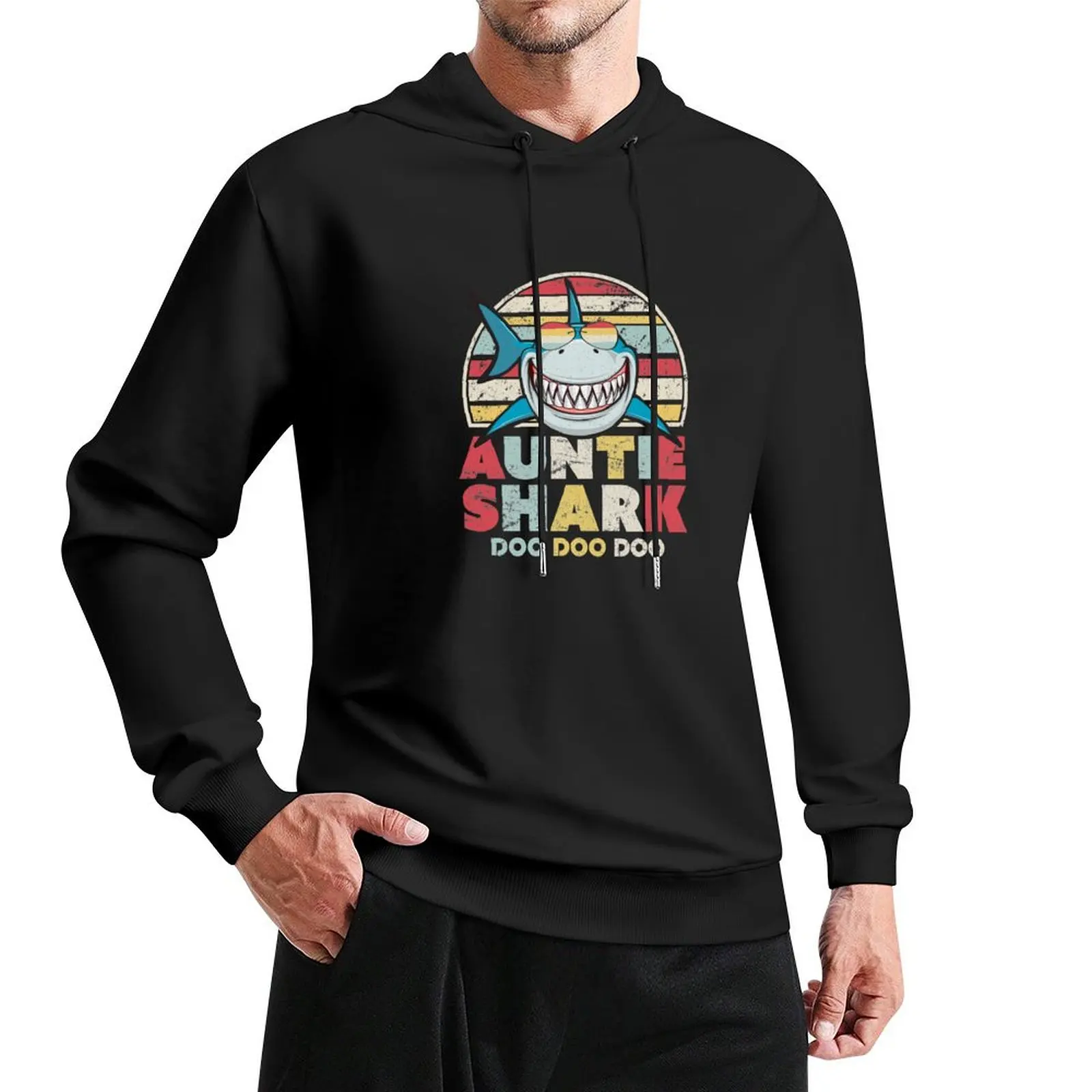 

Auntie Shark Print. Doo Doo Doo Tee. Pullover Hoodie anime clothes hooded shirt tracksuits