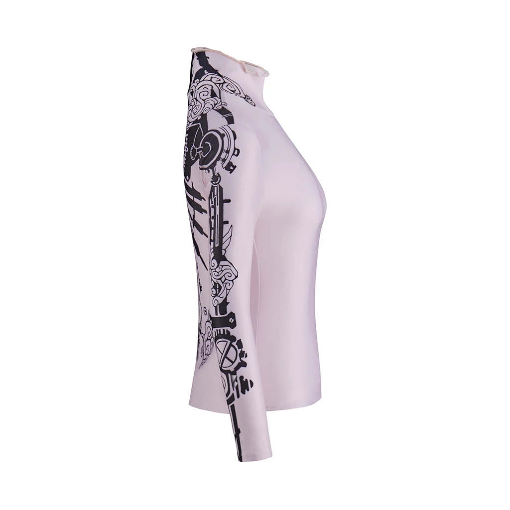 لعبة League Arcane Vi أزياء تنكرية أساطير Vi وشم مطبوعة ملابس علوية للفتيات نحيفة كاجوال رياضية يوغو أزياء الهالوين