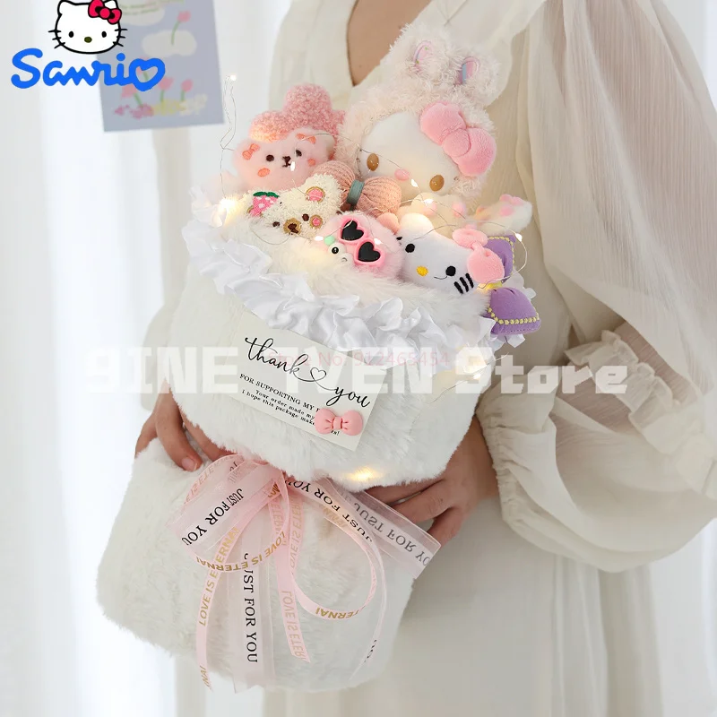 2024 nuovo Anime Sanrio Kawaii Hello Kitty My Melody Cartoon peluche bambola Bouquet natale fidanzata regalo di compleanno romantico