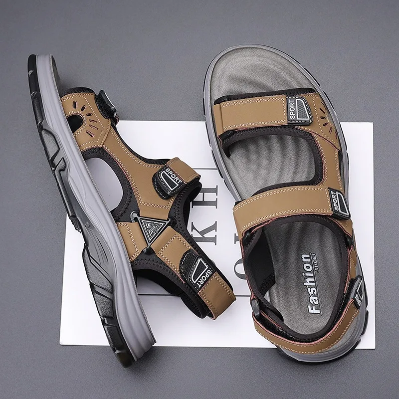 Summer Designer New Platform Leather Outdoor Beach Men's Sandals Fashion Retro Soft Sole Casual Men Shoes