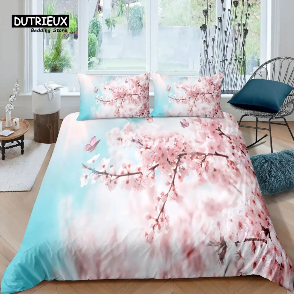 

Home Living Luxury 3D Sakura Bedding Set Flower Duvet Cover Pillowcase Kids Bedding Set Queen and King EU/US/AU/UK Size