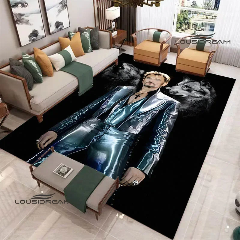 French rock star Johnny Hallyday Printed Carpet Non -slip carpet kawaii rug area rug rugs living room Birthday Gift