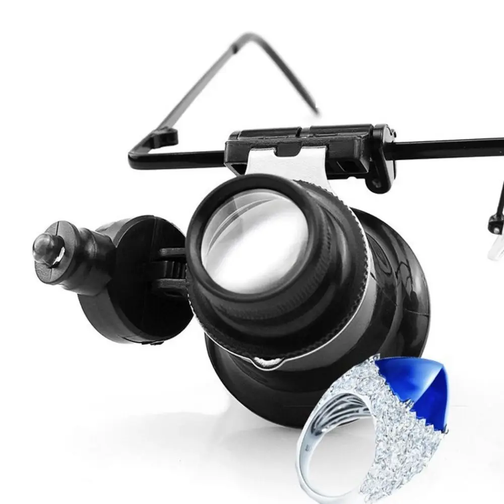

Adjustable 20X Magnifier Double Eye Glasses Headband Mount with LED Lights 20X Lens Magnifying Eyewear Portable Hands-free