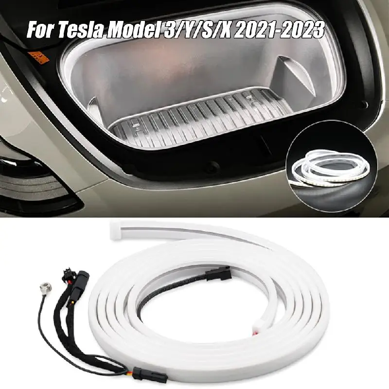 Car Front Trunk Frunk LED Surround Light Strip Modified Lighting For Tesla Model 3 Y S X 2021 Waterproof Flexible Silicone Light