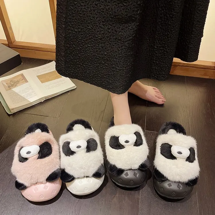 real pictures 2023 Winter Warm Slippers Boy and Girls Indoor Non-slip Cotton Shoes Animal Cartoon Slides Cotton Slippers