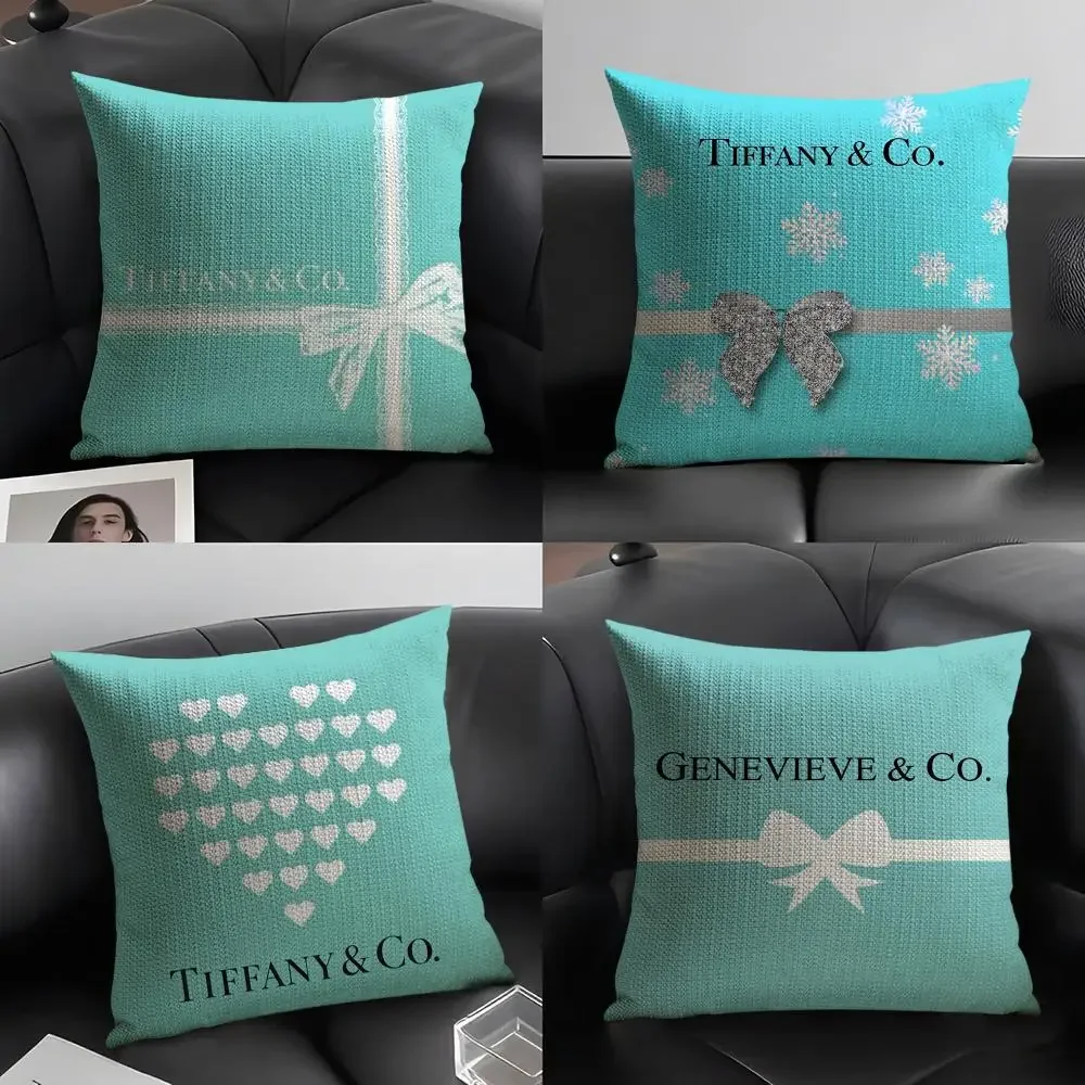 Funda de cojín de Audrey Hepburn T-Tiffany, tela orgánica de lino Natural, sofá con estampado de doble cara, decoración del hogar, transpirable