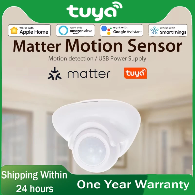 

Умный PIR-датчик Tuya Matter Thread, инфракрасный детектор движения человеческого тела, связь сцены домашней безопасности через Alexa Google Home