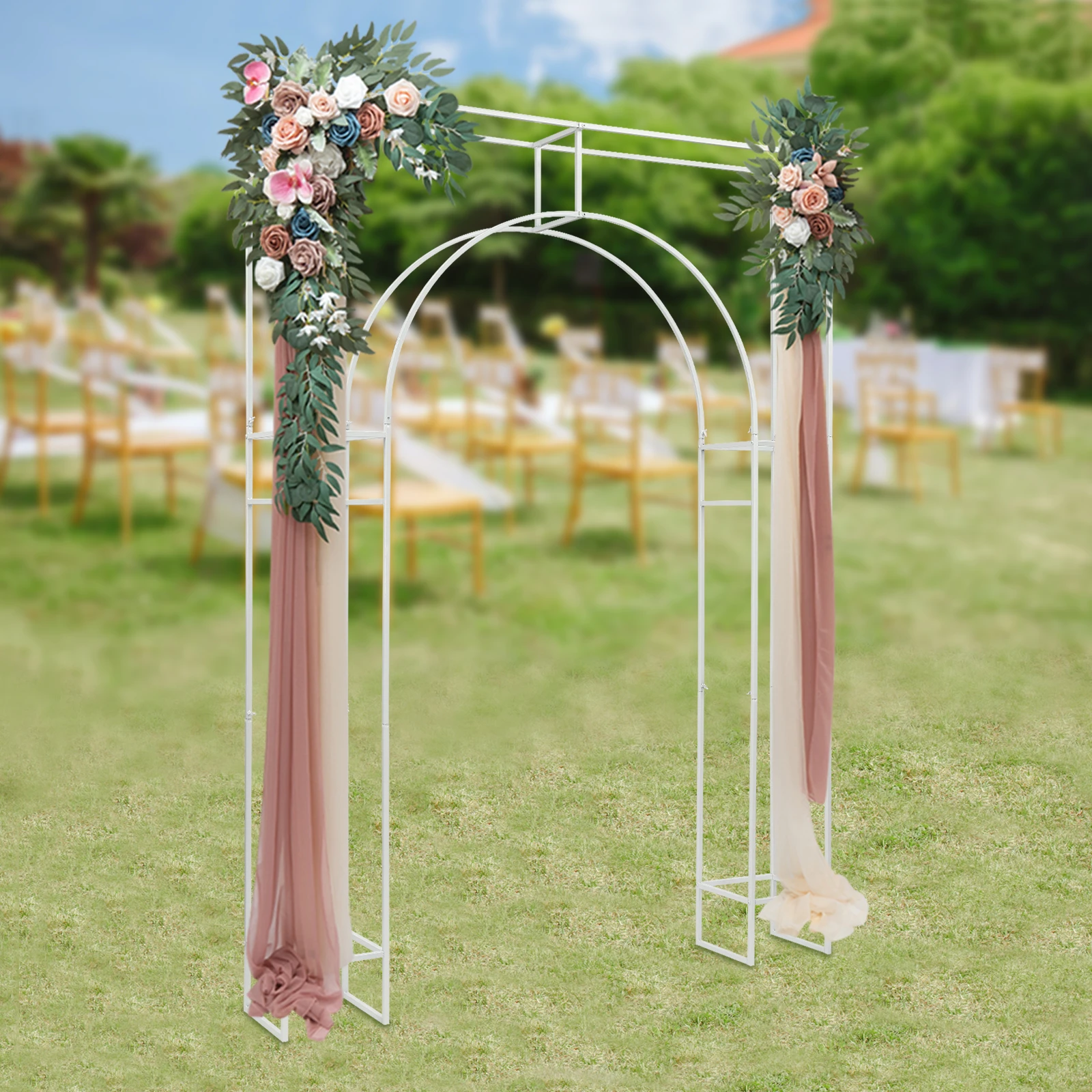 

Wedding Arch Backdrop Stand Excellent Load-Bearing Capacity Carbon Steel Free Standing DIY Fun Sturdy and Durable