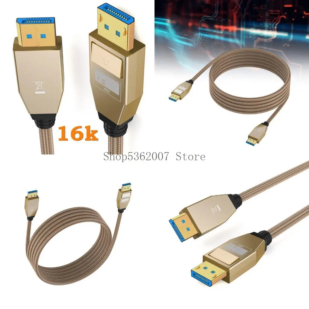 1m Long DP Video Cable Cord 80Gbps 16K 8K@120Hz HDCP DSC 1.2a Compatibility With Gaming Hardware 40JB