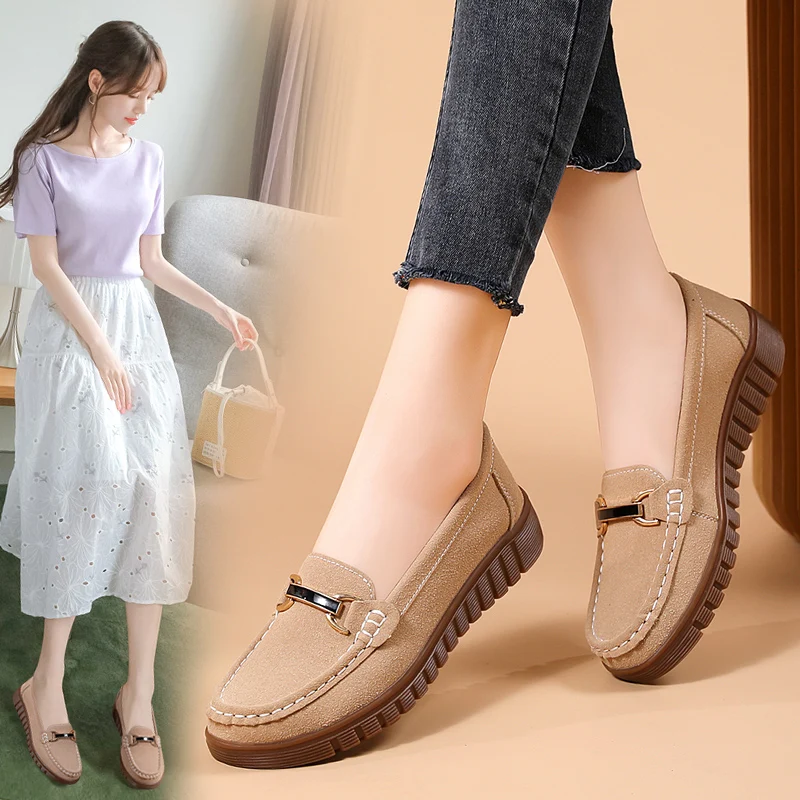 Women\'s Soft Soled Flat Shoes Spring and Autumn 2023 Mother\'s Shoes Anti Slip Wear-resistant Casual Vulcanized Shoes