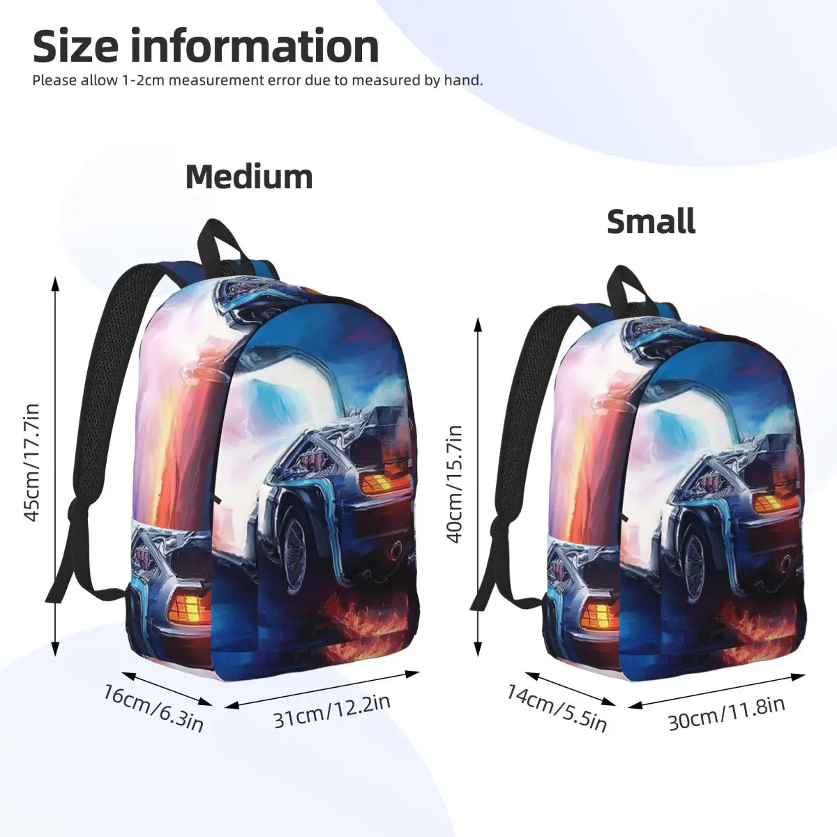 Back To The Future Delorean Time Machine Backpack Daypack Large Capacity Kids BookBag School Bag Shoulder Bags for Boys Girls