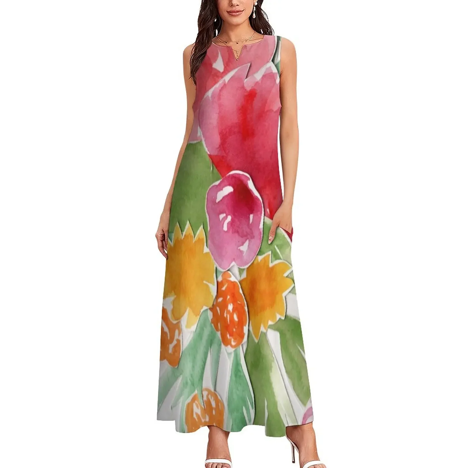 ชุดเดรสยาวลายดอกไม้สีน้ำ ชุดเดรสหรูหราสำหรับผู้หญิง ชุดเดรสสั้นเซ็กซี่ ชุดเดรสผู้หญิงทันสมัย