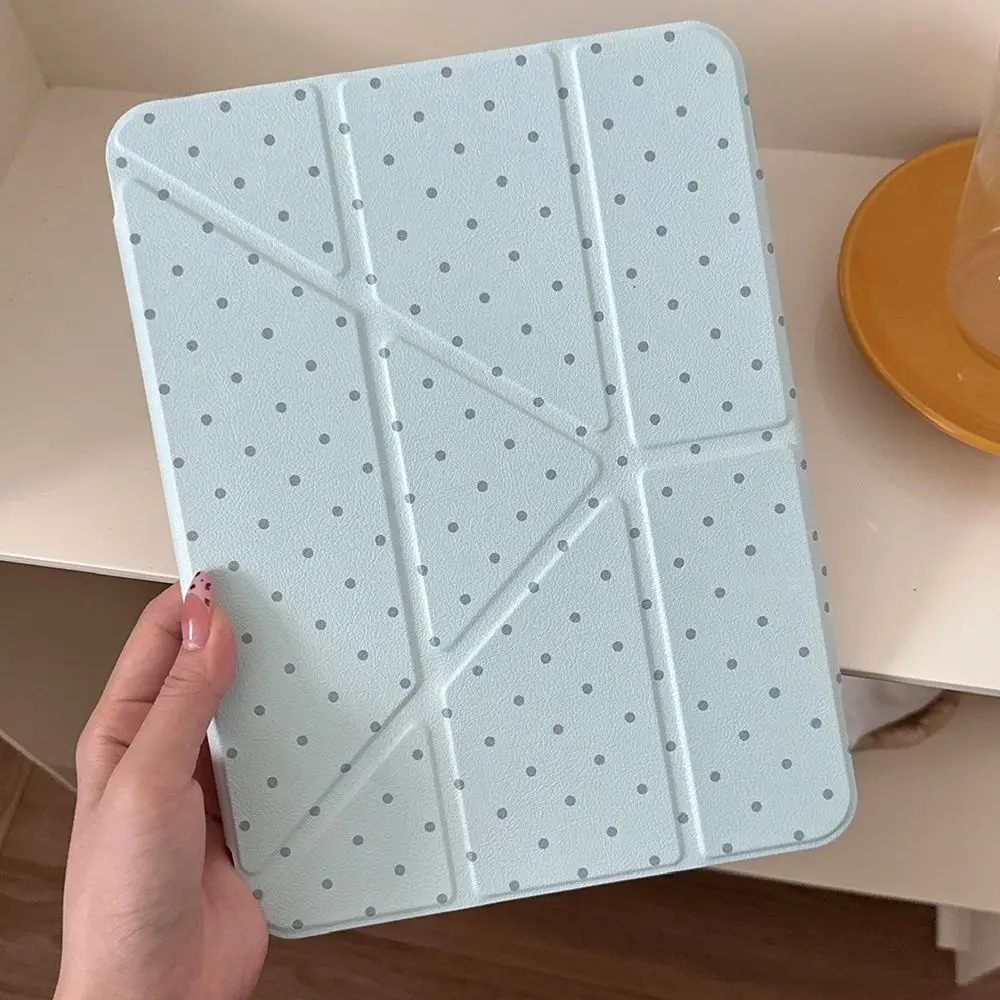 Korea Polka Dots Star Green Tablet Case For iPad Pro 11 13 M2 M4 M3 10.2 5/6th 7/8/9/10/11th Mini 6 7 Air 3 4 5 6 Stand Cover