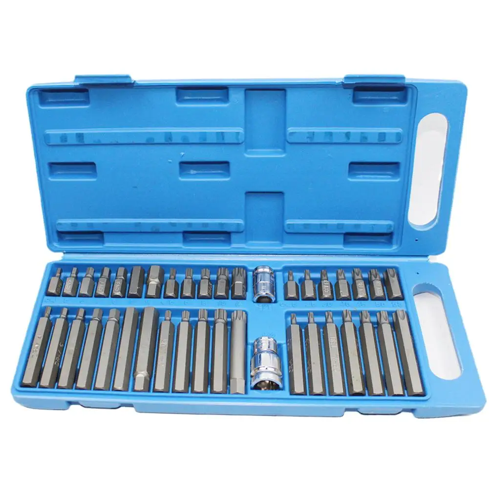 40Pcs Impact Socket Set 1/2'' 3/8'' Adaptor Drive Shank Hex Torx XZN Star Extension Bit Socket Adaptor Conversion Tool