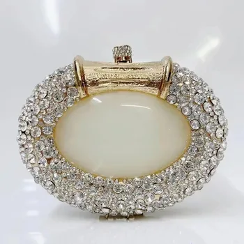 หินขนาดใหญ่โลหะแข็งคลัทช์กระเป๋าคริสตัลผู้หญิงกระเป๋าLuxury Designerแฟชั่นPartyคลัทช์กระเป๋าถือเพชรกระเป๋าถือ