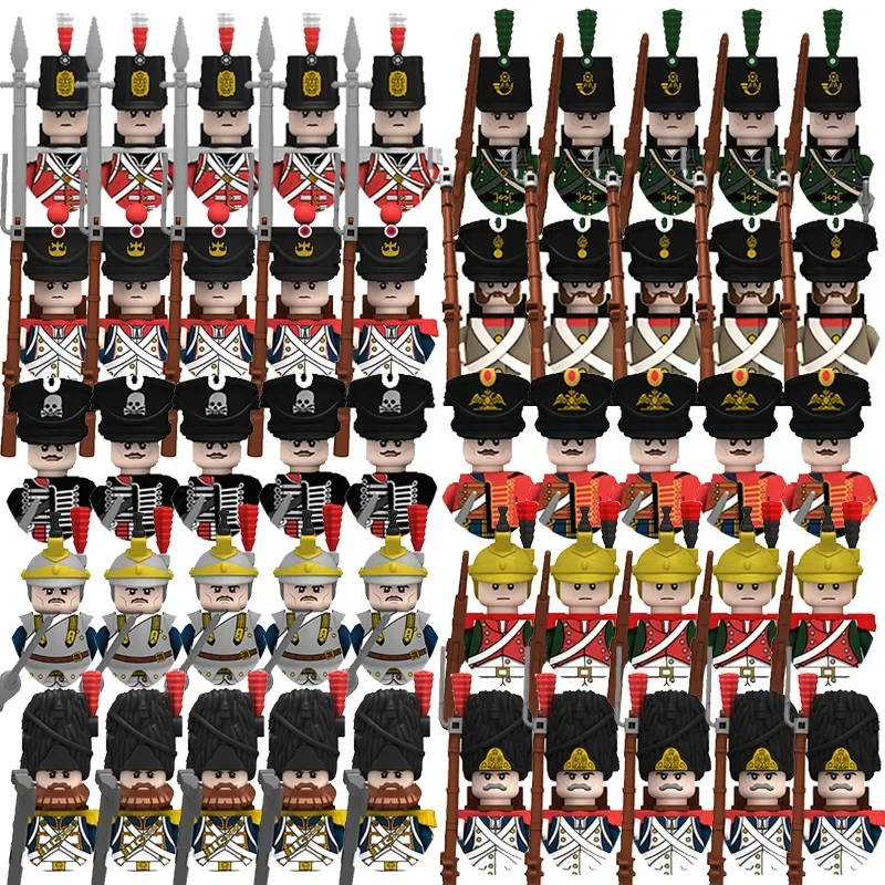 Kids Toys 10Pcs/Lots Napoleonic Wars British Infantry French Grenadiers Dutch Cavalry Military Soldiers Mini Arms Blocks Suits