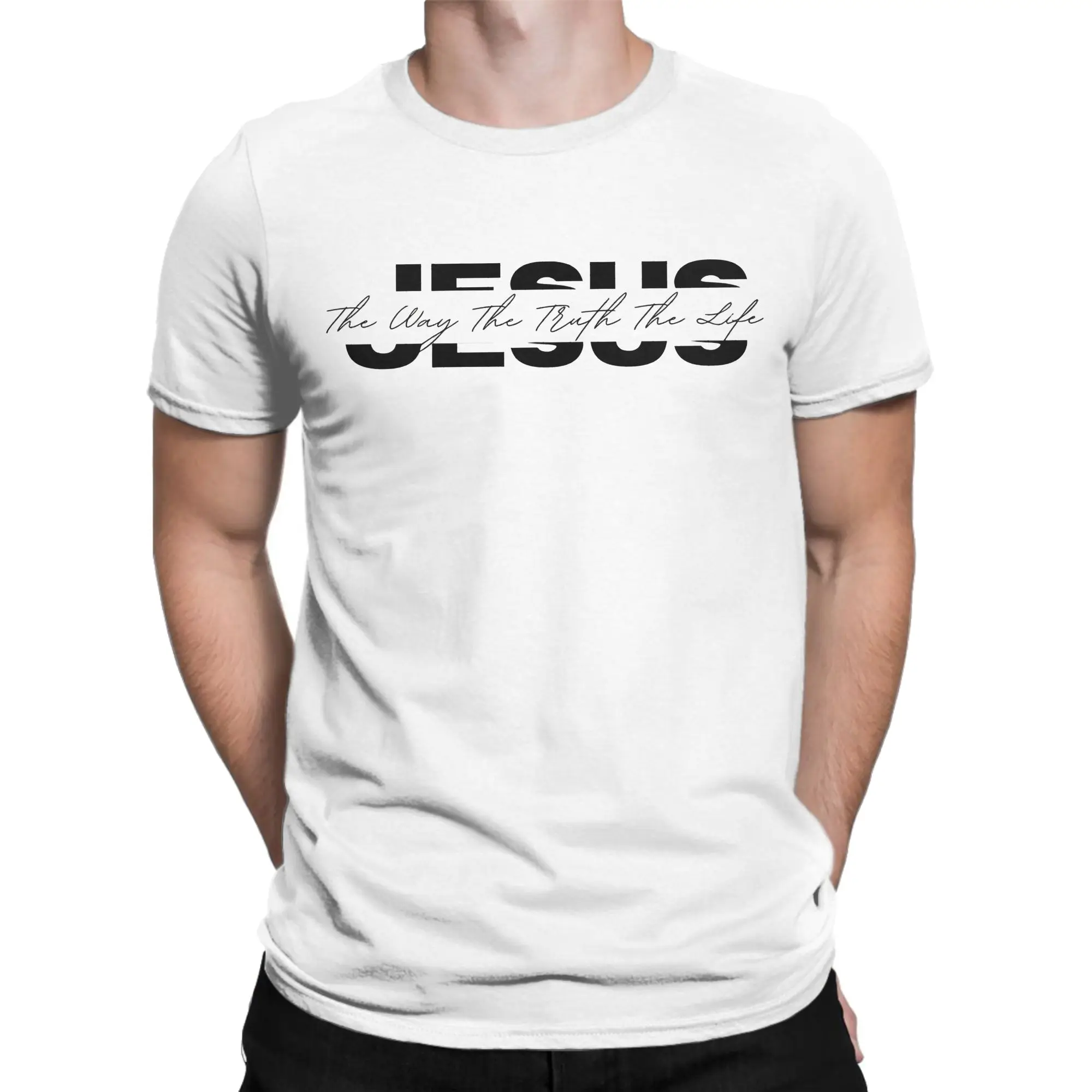 Camisetas de Jesús, el camino, la verdad y la vida, camiseta divertida, camisetas de manga corta con cuello redondo, camisetas de algodón puro, camisetas de talla grande