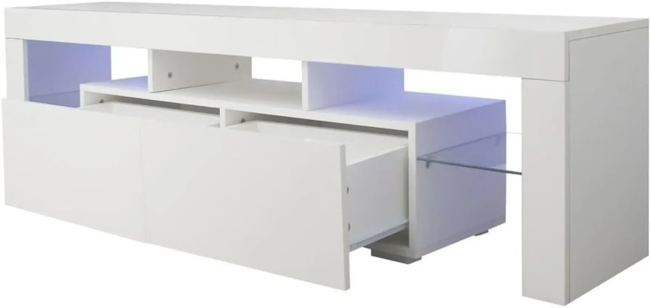

LED TV Stand for 65/75/85 inch TV, High Glossy Modern Entertainment Center with Drawer and Led Lights