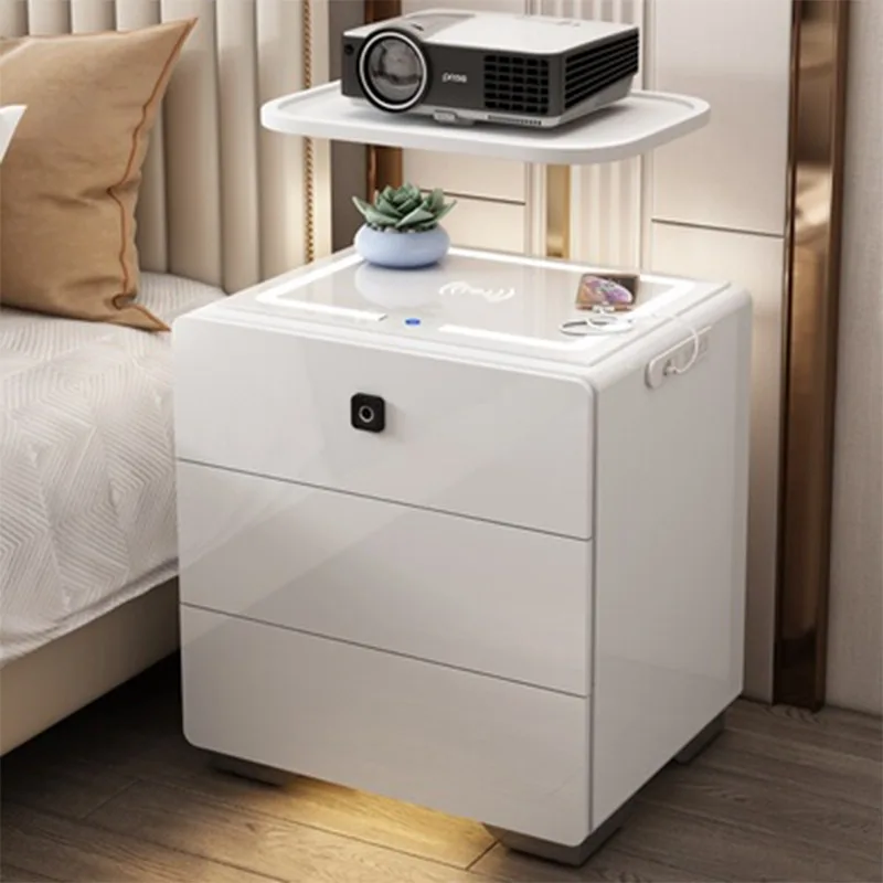 Multi Functional Intelligent Bedside Table with Projection Bracket and Light Wireless Bluetooth Speaker Fingerprint Lock