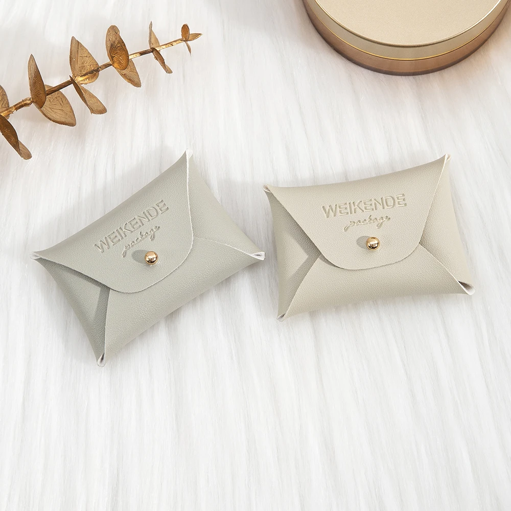 الجملة 50/100 قطعة صغيرة 7x5 سنتيمتر بولي Leather حقيبة مجوهرات جلدية مع شعار مخصص هدية المصوغات قلادة القرط كيس التعبئة والتغليف أكياس المفاجئة #3