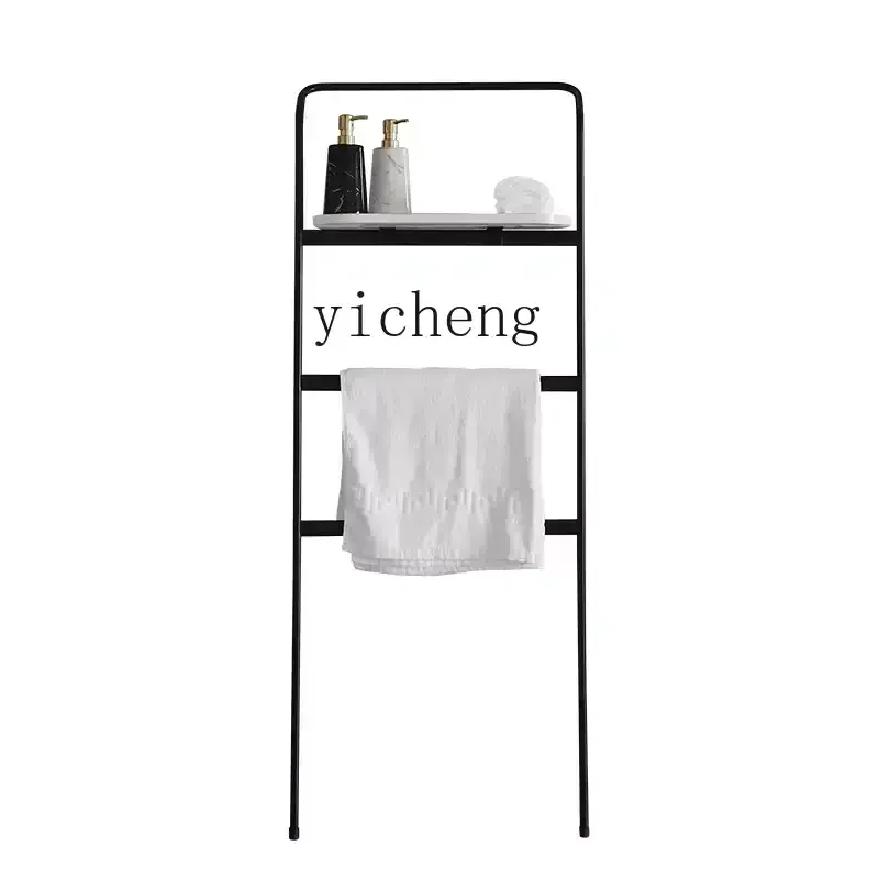 XL non-punching marble rack bathroom trapezoidal floor-to-ceiling stainless steel towel rack