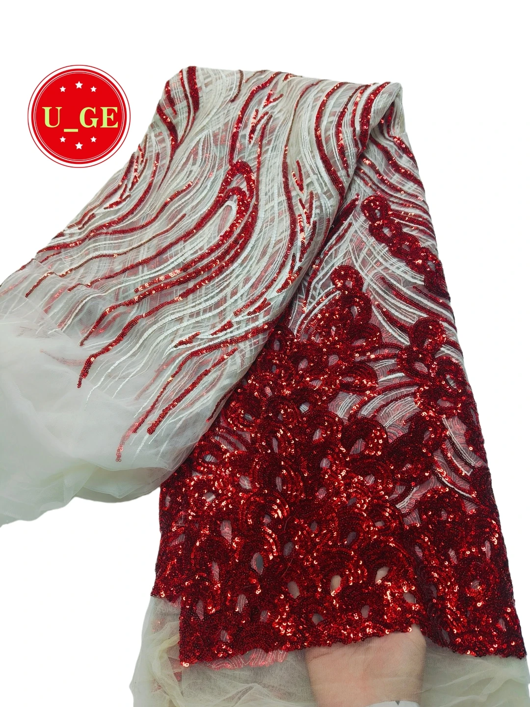 

Lower Cost sales Best Quality Soft Mesh Embroidered Sequined Lace Fabric for Evening Dresses U_GE5819