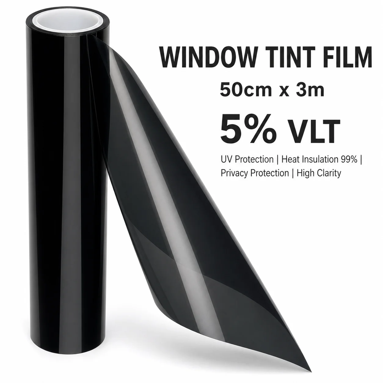 

Auto Glass Solar Tint Roll 50cmX300cm 5% VLT Limo Black Universal Vehicle SUV Sedan Truck Van PET Nano Rear IR Windshield Shield