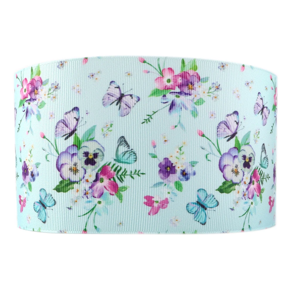 5yards Multi Size Butterfly Cartoon Insects Printed Grosgrain Ribbons DIY Sewing Accessory Gift Wrap Ribbon,5Yc7645