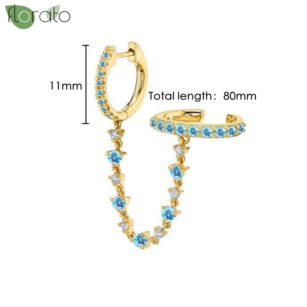 925 Sterling Silver Small Hoop Earrings, Blue Pendant