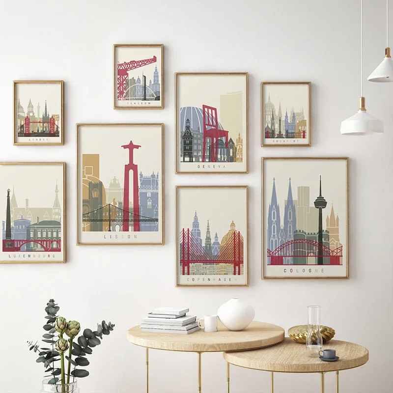 Paris Rome London Vienna art canvas wall painting home decor Nordic retro travel city poster