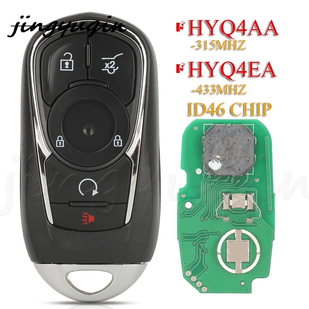 jingyuqin Keyless Go 6 Buttons Smart Remote Car Key Fob 315/433Mhz ID46 Chip For Buick LaCrosse HYQ4AA HYQ4EA P/N: 135084