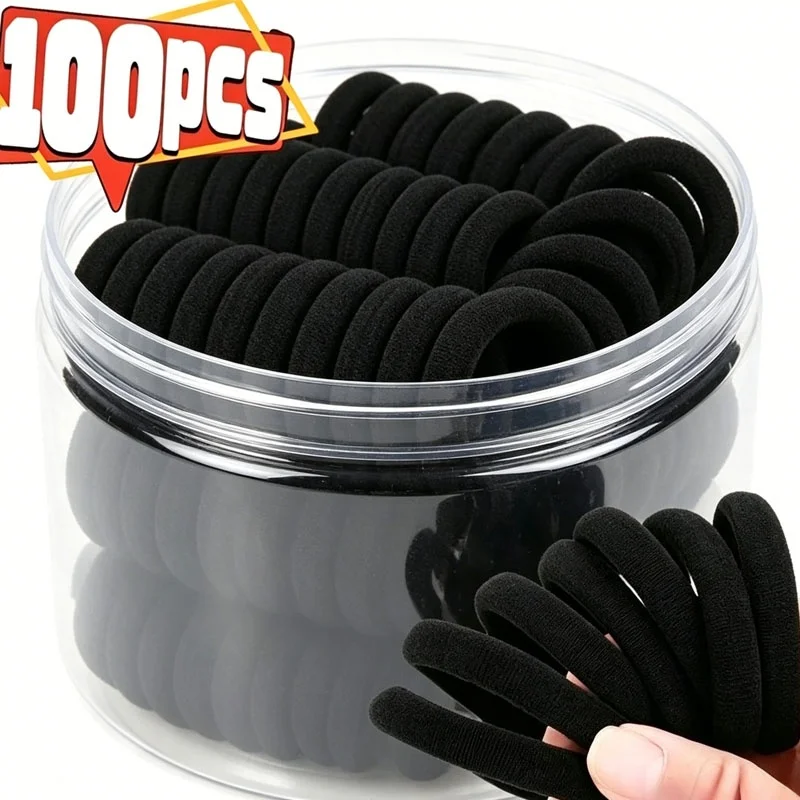 10-100pcs High Elastic Hair Bands for Women Girls Black Basic Hair Tie Headband Simple Ponytail Holder Headwear Hair Accessories