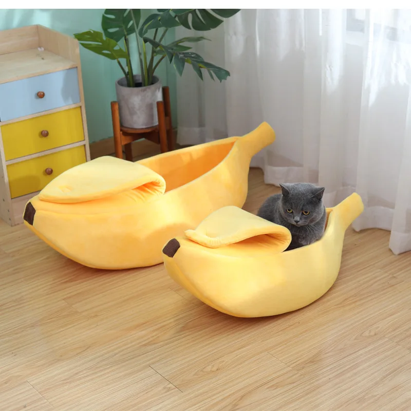 Banana Cat Bed House Funny Cute Cozy Cat Nest Mat Beds Warm Durable Portable Pet Basket Kennel Dog Winter Cushion Cat Supplies