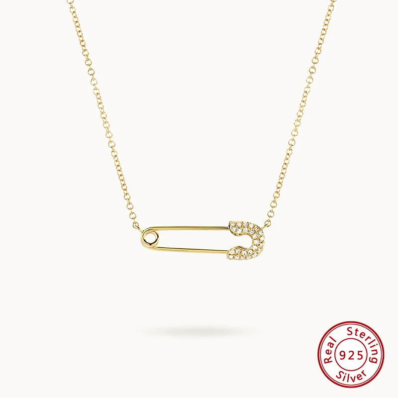 

925 Sterling Silver Style Brooch Necklace Zircon High End Sense Geometric Design Versatile Clavicle Chain Gift For Women Facto