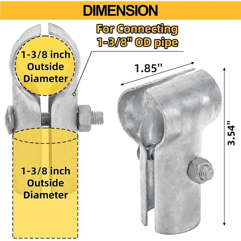 12 Pcs End Rail Clamps 1-3/8Inch Pipe Chain Link Fence Galvanized Steel T Clamps, Chain Link Fence Parts