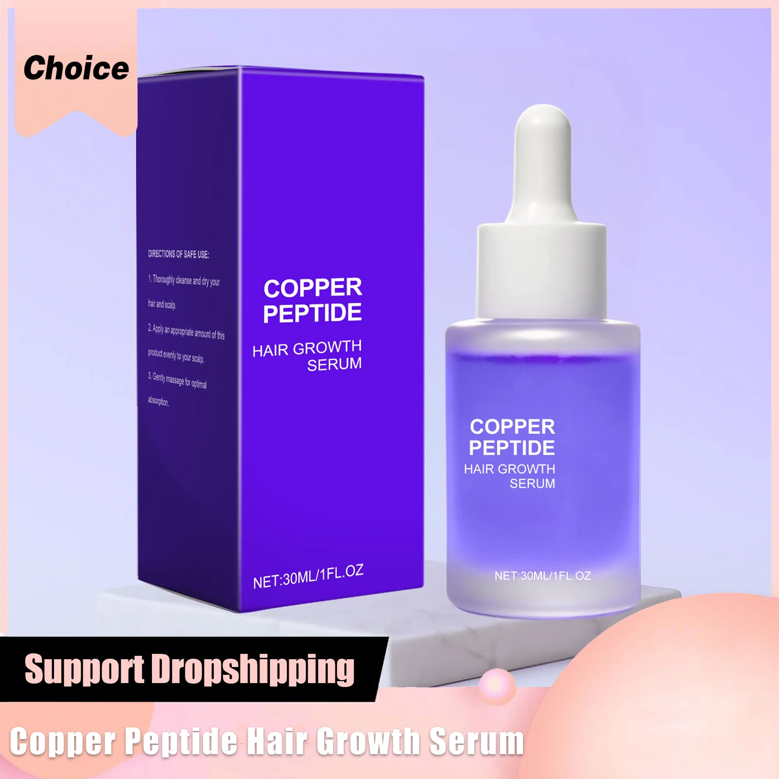 Copper Peptide Hair Growth Treatment Serum for Hair Thinning Fast-Absorbing Softness Dry Scalp Moisturizer Hair Density Serum