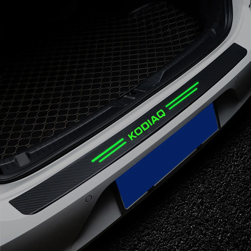 Luminous Car Door Sill Decals Stickers for Skoda Kodiaq Badge Octavia Superb Fabia 1 2 Karoq Rear Trunk Threshold Tape Interior view 5